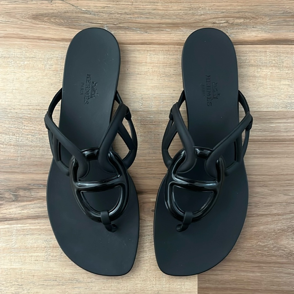 Brand new Hermes rubber slides.